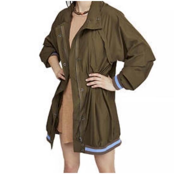 Free People Windswept Hooded Jacket Oversized Olive Green Womens Size Medium - Picture 11 of 11
